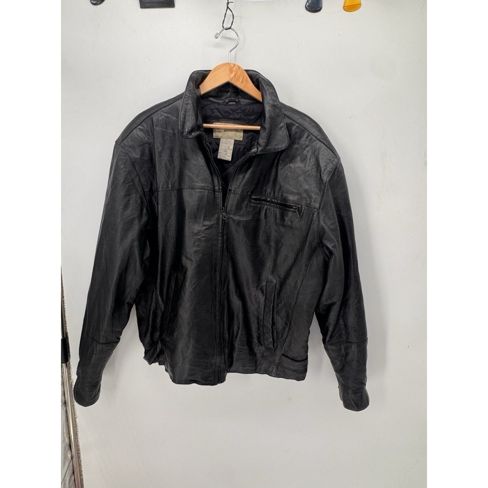 Basic Equipment Leather Bomber Jacket Mens Large Zip Winter Coat Aviator Pilot